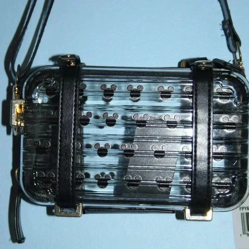 Disney Mickey Mouse Clear Clutch with Removable and Adjustable Black Strap NWT